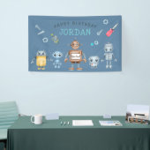 Verjaardagsbanner met leuk robot welkom spandoek (Beurs)