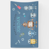Verjaardagsbanner met leuk robot welkom spandoek (Verticaal)