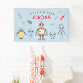 Verjaardagsbanner met leuk robot welkom spandoek (Insitu)