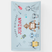 Verjaardagsbanner met leuk robot welkom spandoek (Verticaal)