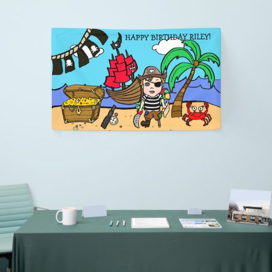 Verjaardagsbanner met piratenthema spandoek (Beurs)