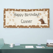 Verjaardagsbanner met stekelvarkens en smores spandoek (Beurs)