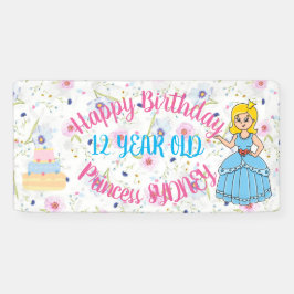 Verjaardagsbanner prinses feest spandoek