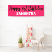 Verjaardagsbanner, Roze Gelukkig 21ste Verjaardags Spandoek (Insitu)