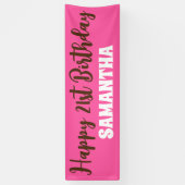 Verjaardagsbanner, Roze Gelukkig 21ste Verjaardags Spandoek (Verticaal)