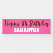 Verjaardagsbanner, Roze Gelukkig 5e Verjaardagstek Spandoek (Horizontaal)