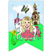 Verjaardagsbanner Roze Prinses Vlaggetjes (Eerste vlag)