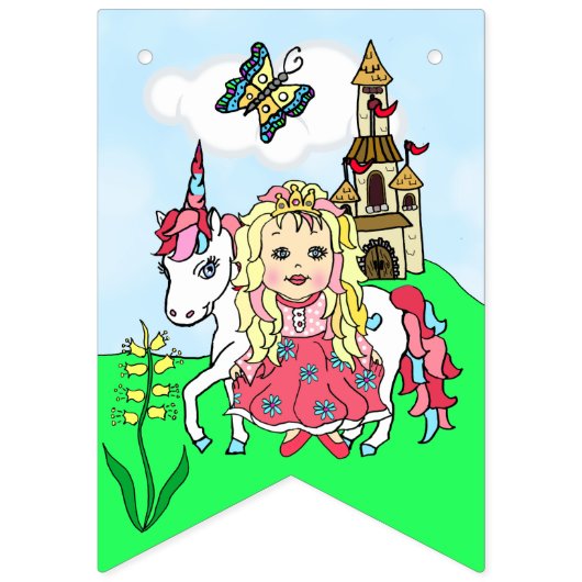 Verjaardagsbanner Roze Prinses Vlaggetjes (Zestiende vlag)