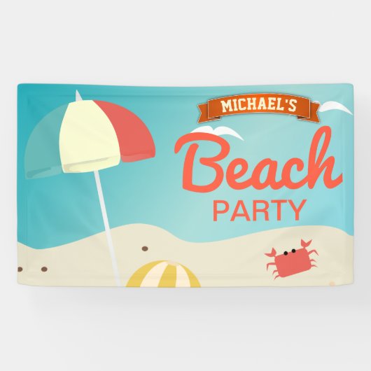 Verjaardagsbanner strandfeest spandoek (Horizontaal)