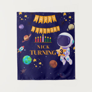 Verjaardagsbanner voor de ruimte Astronaut Gefel Wandkleed