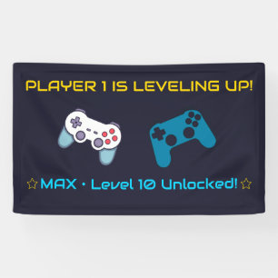 Verjaardagsbanner voor gamen   Speler 1 gaat een l Spandoek
