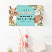 Verjaardagsbanner voor wilde jongens met jungle th spandoek (Insitu)