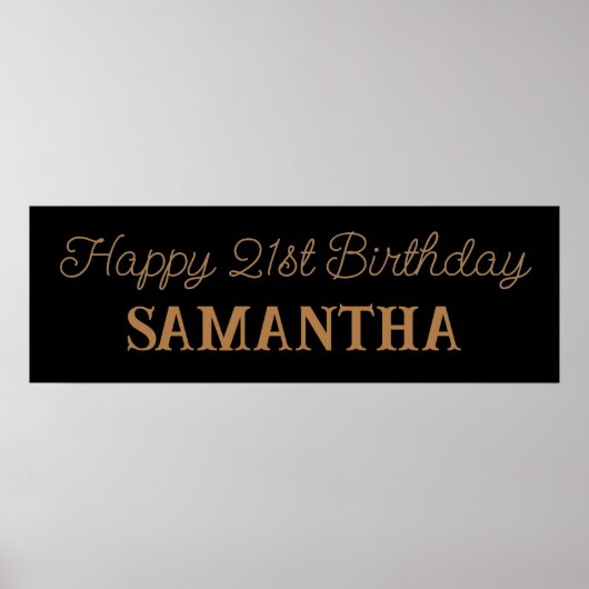 Verjaardagsbanner, Zwart en Goud Gelukkige Verjaar Poster (Voorkant)