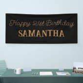 Verjaardagsbanner, zwart goud Happy Birthday Vinyl Spandoek (Beurs)