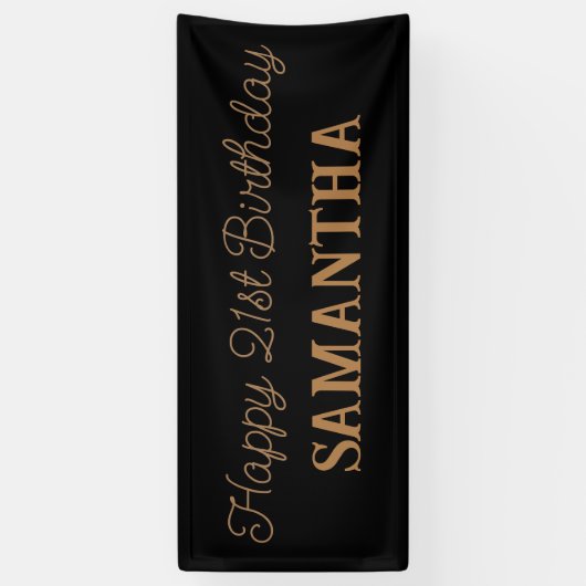 Verjaardagsbanner, zwart goud Happy Birthday Vinyl Spandoek (Verticaal)