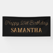 Verjaardagsbanner, zwart goud Happy Birthday Vinyl Spandoek (Horizontaal)