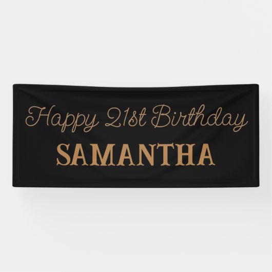 Verjaardagsbanner, zwart goud Happy Birthday Vinyl Spandoek (Horizontaal)