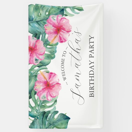 Verjaardagsbanners Zestiende Tropische Luau Spandoek (Verticaal)