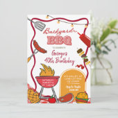 Verjaardagsbarbecue in de achtertuin kaart (Staand voorkant)