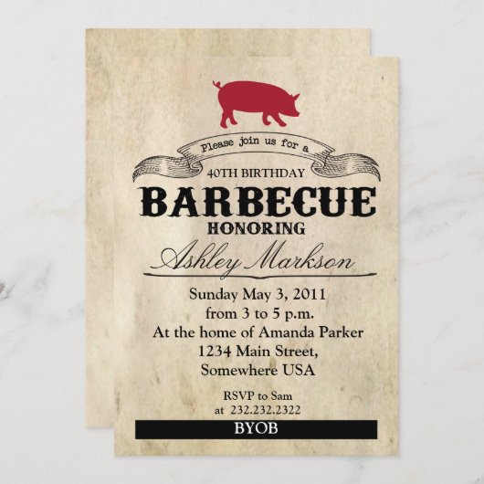 Verjaardagsbarbecue Kaart (Voorkant / Achterkant)