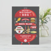 Verjaardagsbarbecuefeest uitnodiging (Staand voorkant)