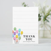 Verjaardagsbedankkaart met pastelballonnen bedankkaart (Staand voorkant)