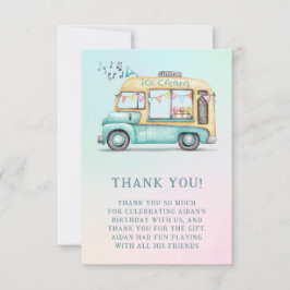 Verjaardagsbedankkaart voor ijsauto in de zomer bedankkaart