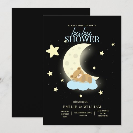 Verjaardagsbeer babyshower Kan nauwelijks wachten  Kaart (Voorkant / Achterkant)