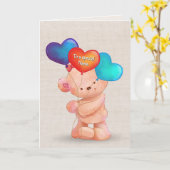 Verjaardagsbeer en ballonnen voor Nana Kaart (Gele Bloem)