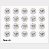 Verjaardagsbehandeling Zilveren Glitter Jelly Bean Ronde Sticker (Vel)