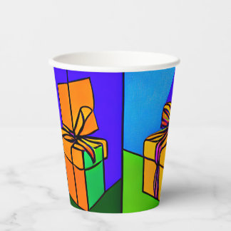 Verjaardagsbekers met cadeauontwerp papieren bekers