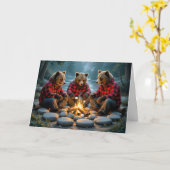 Verjaardagsberen die marshmallows roosteren kaart (Gele Bloem)