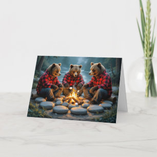 Verjaardagsberen die marshmallows roosteren kaart