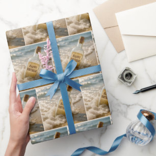 Verjaardagsbericht in een fles cadeaupapier
