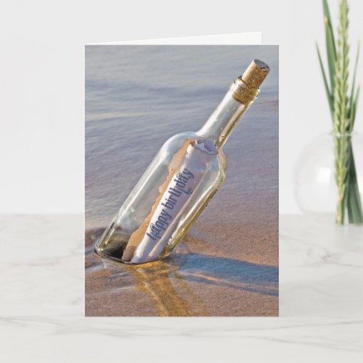 Verjaardagsbericht in een fles kaart (Voorkant)