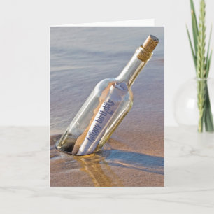 Verjaardagsbericht in een fles kaart