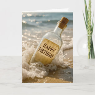Verjaardagsbericht in een fles kaart