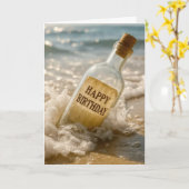 Verjaardagsbericht in een fles kaart (Gele Bloem)