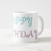Verjaardagsbericht roze fancy script grote koffiekop (Voorkant rechts)