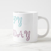 Verjaardagsbericht roze fancy script grote koffiekop (Rechts)