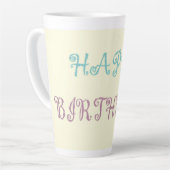 Verjaardagsbericht roze fancy script latte mok (Linkerhoek)