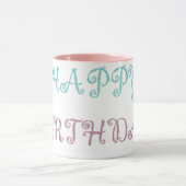 Verjaardagsbericht roze fancy script mok (Midden)
