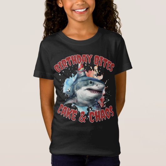 Verjaardagsbeten Party Shark: grillig en leuk T-shirt (Voorkant)