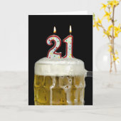 Verjaardagsbier 21 jaar kaart (Gele Bloem)