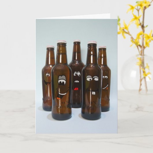 Verjaardagsbier Humor Kaart (Gele Bloem)