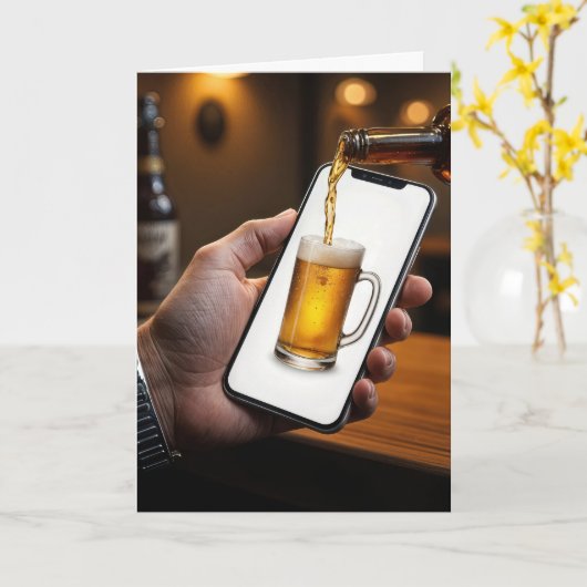 Verjaardagsbier op de smartphone kaart (Gele Bloem)