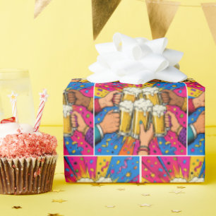 Verjaardagsbier Proost Pop Art Cadeaupapier