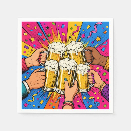 Verjaardagsbier Proost Pop Art Servet (Voorkant)