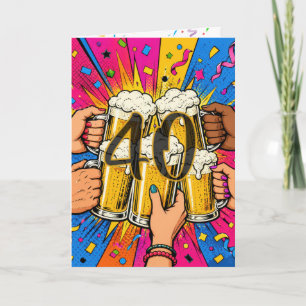 Verjaardagsbier Toast in Pop Art op 40-jarige leef Kaart