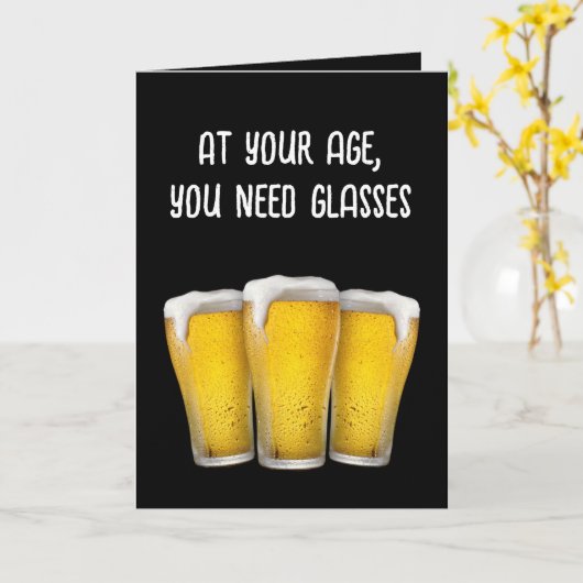 Verjaardagsbieren op zwart kaart (Gele Bloem)